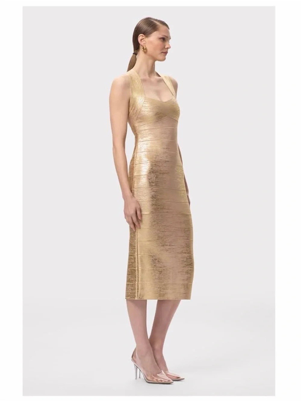 Hervé Léger Gold Bandage Dress Size M